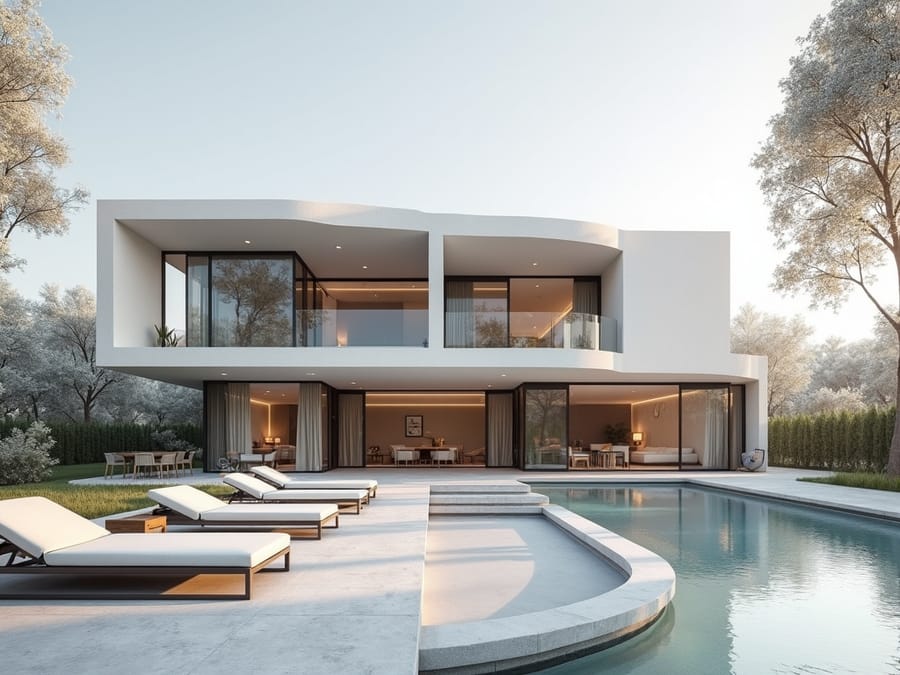 Modern custom home with a pool